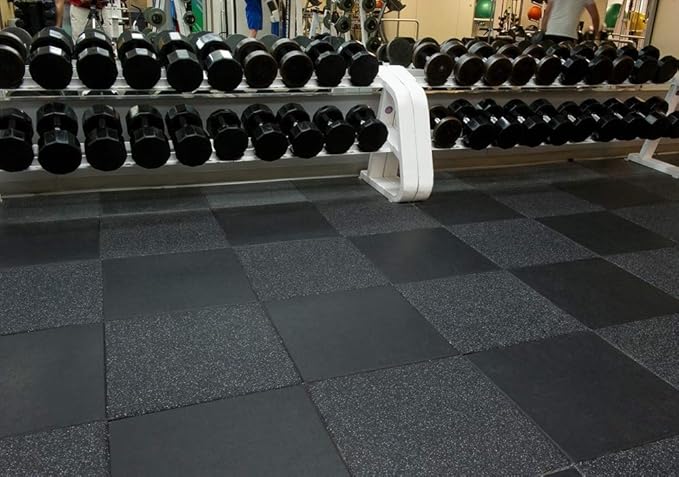 American Floor Mats - Extreme Rubber Gym Tiles - 1 Inch Thick Colorful Rubber Gym Tiles - Superior Shock and Sound Absorbing Tiles - 10% Grey 10 Tile Pack (Covers 40 Sq Ft)