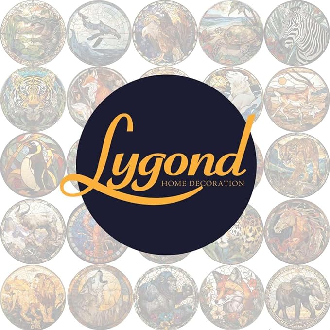 Lygond Metal Sign Tin Sign Circular Stained Glass Leopard Gardening Poster for Bar 12×12 Inches