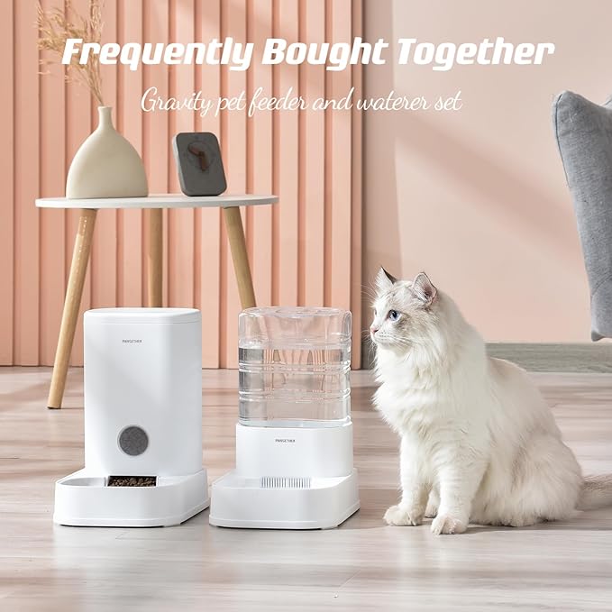 PAWGETHERยฎ Gravity Cat Feeder, Self-Dispensing Dog Food Dispenser, Pet Food Station 1 Gallon/3.5L Capacity Automatic Pet Feeder Cat & Dog Food Bowl, Easy to Fill