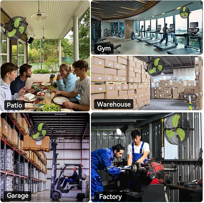 18 Inch Wall Fan Pro Series - 4900 CFM 3 Speed High Velocity Industrial Wall Mount Fans for Commercial, Residential, Warehouse, Covered Patio, Shop, Garage, Barn, Gazebo UL Safety Listed