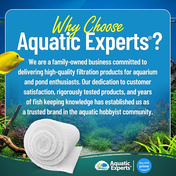 Aquatic Experts Aquarium Filter Floss for Fish Tank Filters - FilterFirst Aquarium Filter Pad - Media Roll for Crystal Clear Water, 12" x 72" by ¾ to ½ Thick