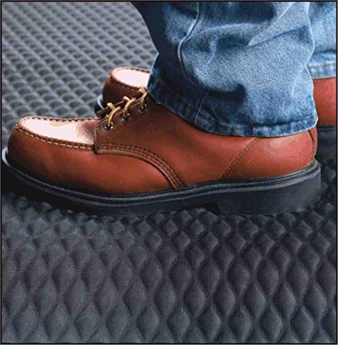 American Floor Mats Hog Heaven 5/8 inch Black & Yellow Border 3' x 12' Nitrile Backed Anti-Fatigue Comfort Mat