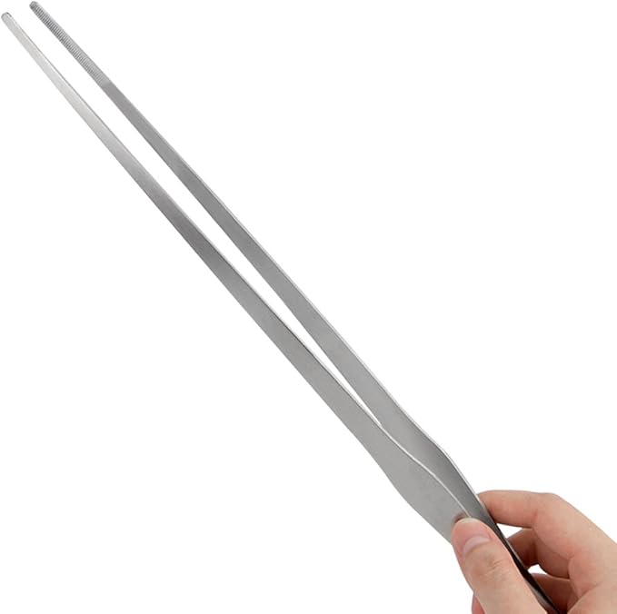 LILYS PET Straight and Curved Stainless Steel Super Thick Tweezers Set,Pliers Aquarium Tool Fish Tank Aquatic Plants Forceps Clip (15")