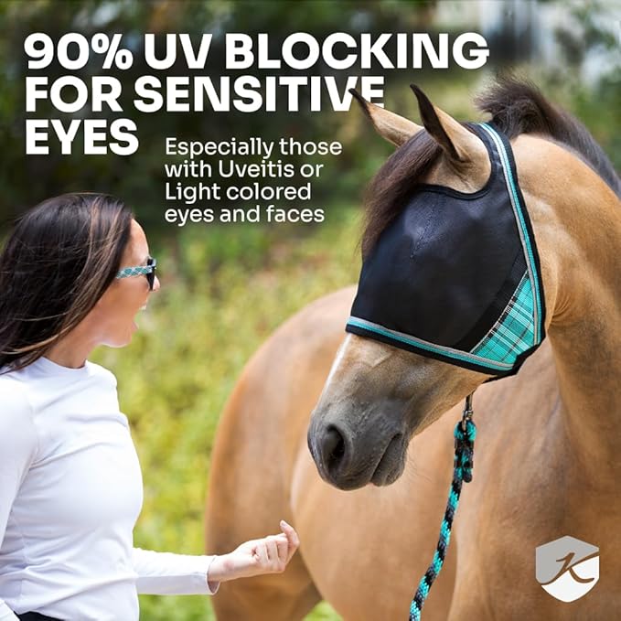 Kensington 90% UV Fly Mask CatchMask UViator - Without Ears & Forelock Freedom Web Trim Size: Medium Color: 2021 - Atlantis