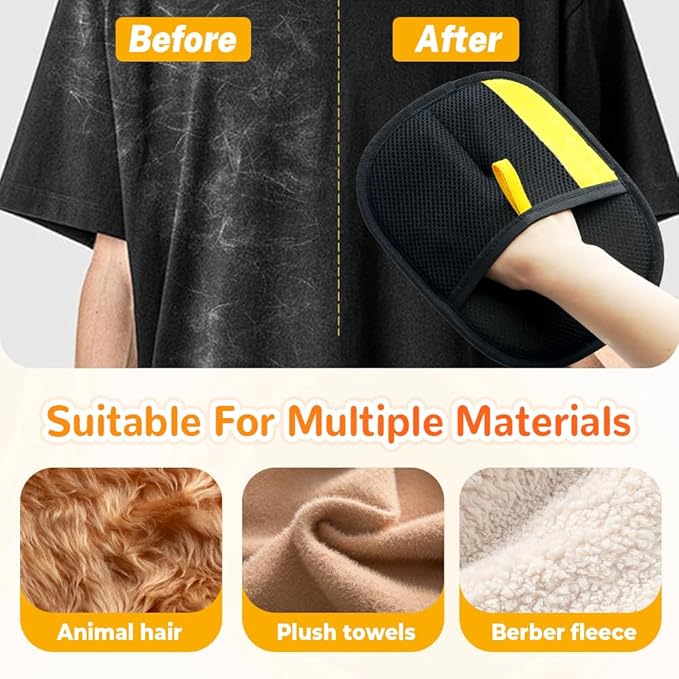 2025 Upgrade Pet Hair Remover Gloves, Reusable Cat Dog Grooming Gloves Pet Hair Remover Electrostatic Gloves, Premium Efficient Pet Hands on for Dogs, Cats & Horses with Long and Short Hair Fur (2)