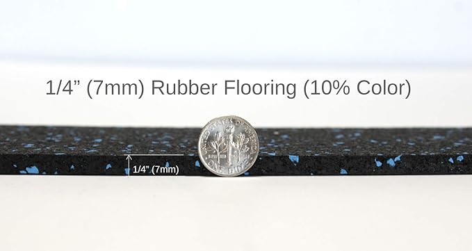 American Floor Mats 1/4in (7mm) Thick 10% Mocha 4' x 30' Heavy Duty Rubber Rolls, Protective Exercise Mats, Home Gym Rubber Flooring