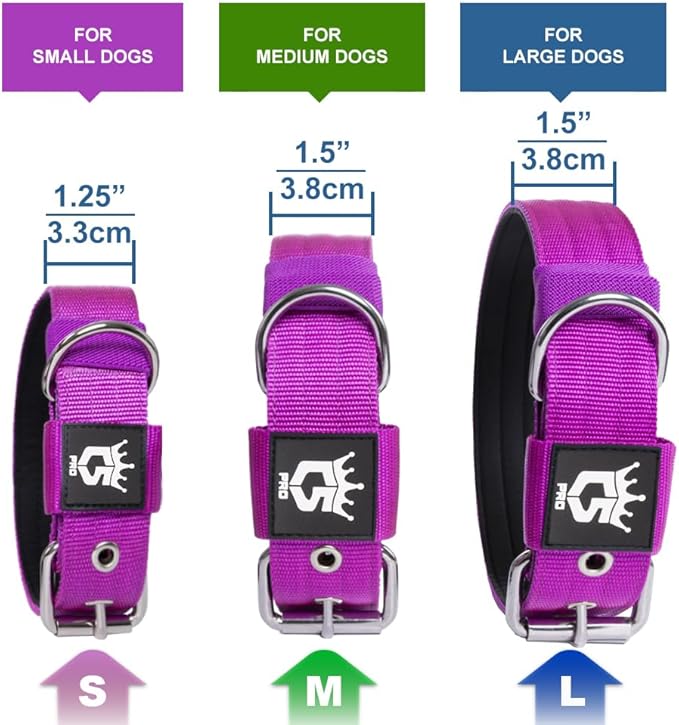 TSPRO Tactical Dog Collar 1.5 Inch Wide Thick Dog Collars with Heavy Duty Metal Buckle, Durable, Strong, Adjustable for Medium to Large Dogs (Rainbow L)