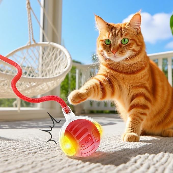 2026 New Interactive Pet Toy Ball, Smart Interactive Toy Ball for Cats & Dogs, Electric Rolling Pet Toy Ball, Rechargeable Interactive Cat Toys for Bored Indoor Cats Kittens to Keep Busy (Green)