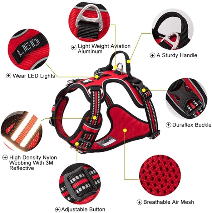TRUE LOVE Dog Harness No Pull Nylon Reflective Pet Harness Adjustable Comfortable Control Step-in Brilliant Colors Truelove TLH56512 XS Black
