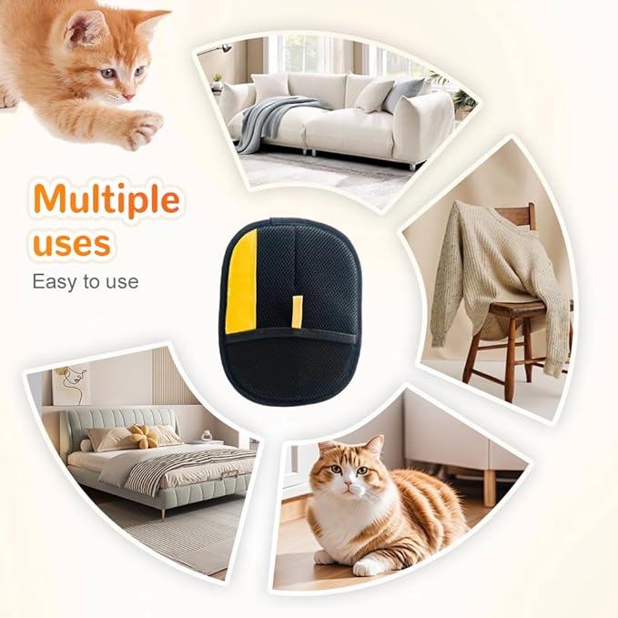 2025 Upgrade Pet Hair Remover Gloves, Reusable Cat Dog Grooming Gloves Pet Hair Remover Electrostatic Gloves, Premium Efficient Pet Hands on for Dogs, Cats & Horses with Long and Short Hair Fur (3)