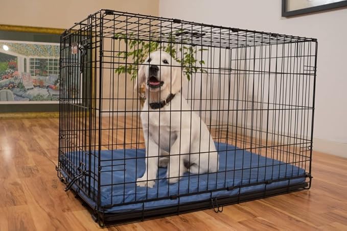 K9 Ballistics Tough Ripstop Orthopedic Dog Crate Bed - Durable Pad with Washable Cover, for Wire Crates, Tie-Downs Included, Size: Large 41"x27", Obsidian Black