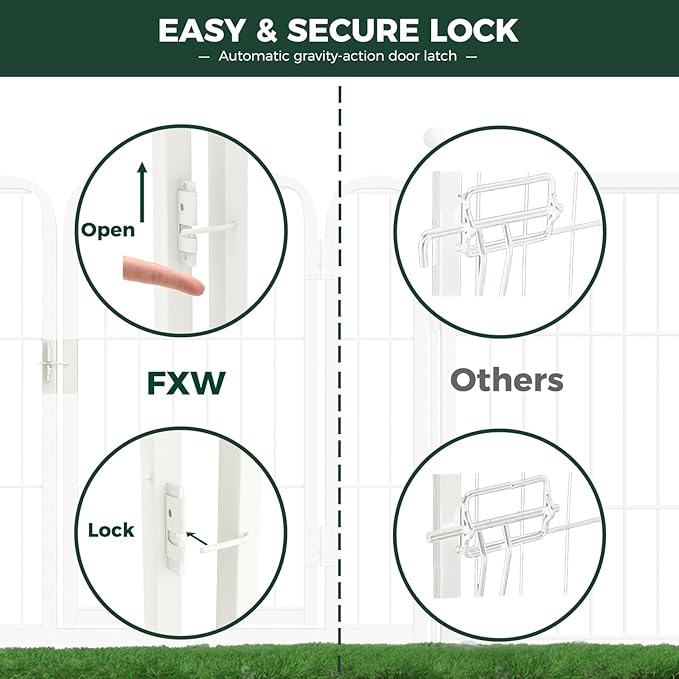 FXW Rollick Unleashed Dog Playpen for Indoor, Yard, RV Camping, 40 inch 24 Panels for Medium and Large Dogs, White│Patented