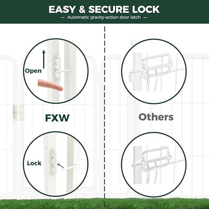 FXW Rollick Unleashed Dog Playpen for Indoor, Yard, RV Camping, 24 inch 8 Panels for Small and Puppy Dogs, White│Patented
