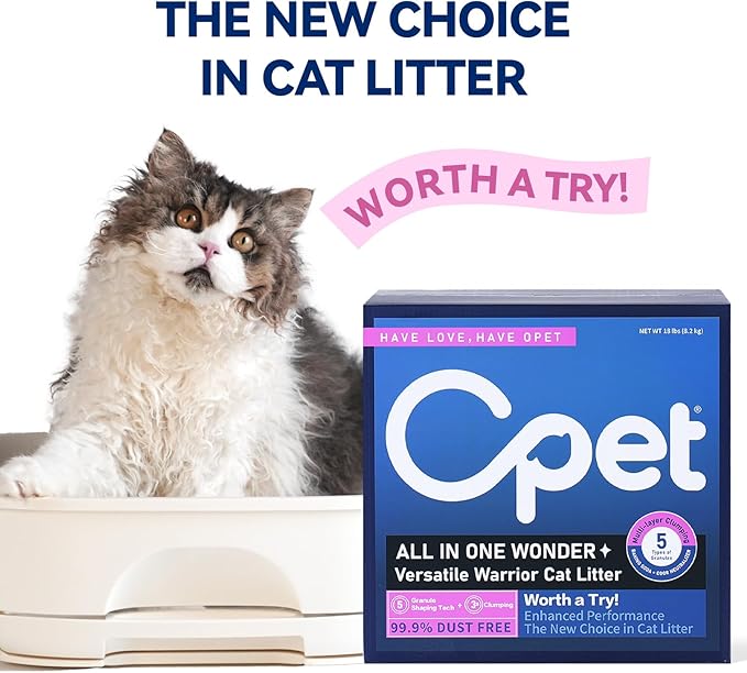 OPET Tofu Mixed Mixed Cat Litter - 36 LBS, Natural Sustainable Ingredients Quick Clumping Cat Litter, Flushable, Superior Odor Control, 99.9% Dust Free Kitty Litter (36 pounds, Fresh)
