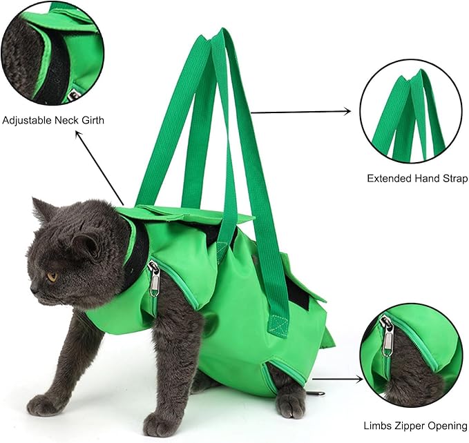 HDKUW Cat Grooming Bag,Foldable Travel Carrier for Cats,Anti-Bite Anti-Scratch Cat Grooming Restraint Bag,Pet Carrier for Administering Eye Drops,Ear Cleaner,Clipping Nails (Black, S)