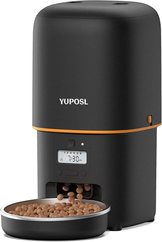2025 Upgraded Automatic Cat Feeder - 4L Timed Auto Pet Feeder for Cat and Dog with Dry Food Dispenser, 180-day Battery Life, 1-6 Meals Per Day, 1-16 Portion, Desiccant Bag Keeps Food Fresh