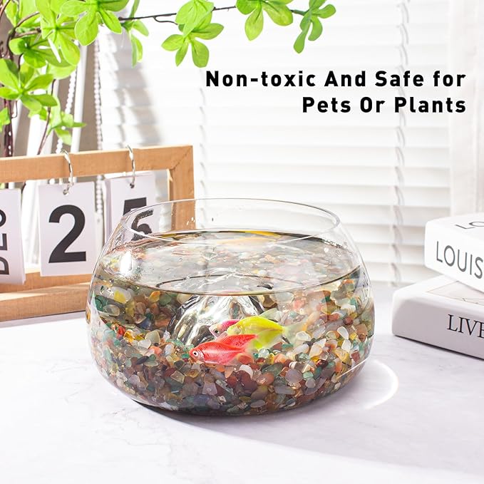 0.5 Lb/230g Colorful Agate Aquarium Fish Tank Gravel Rocks, Crushed Stone Crystal Chips Bulk Natural Gemstones Pebbles Irregular for Aquarium, Vase Fillers, Succulent Plants Decor