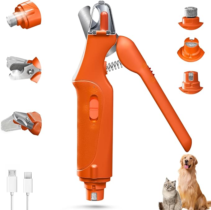 2-in-1 Cat Nail Clippers & Dog Nail Clippers Trimmers for Large Medium Small Dogs Cats Claw Trimmer Quick Sensor and Safety Guard USB Rechargeable with 2 LED Lights Dogs Nail Trimmer