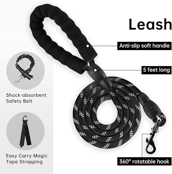 IVY&LANE No Pull Dog Harness with Leash Set, Reflective No Choke Pet Vest,Adjustable Oxford Dog Vest Harness with Easy Control Handle for Large Dogs (Checkered Beige,L)