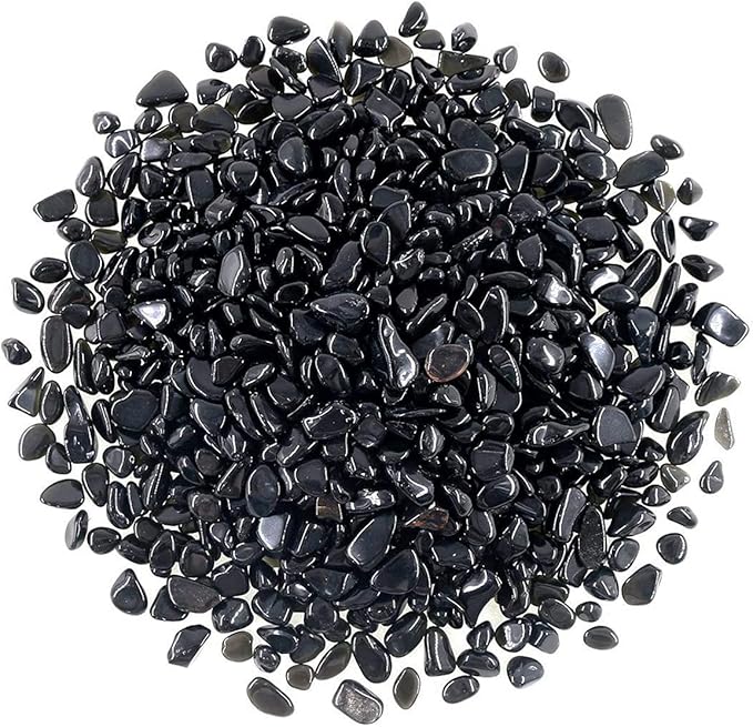 WAYBER 2 Lbs/920g Black Obsidian Quartz Crystal Stones Irregular Decorative Rocks Aquarium Pebbles Gravels for Fish Turtle Tank/Succulent Plants/Air Plants Decoration (Fill 2 Cups)