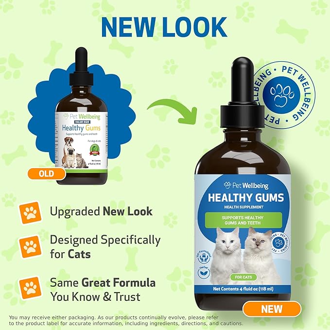 Pet Wellbeing Healthy Gums for Cats - Gums & Dental Health, Oral Care, Healthy Breath, Coenzyme Q10, Zinc Oxide, Calendula, Marshmallow Root - Veterinarian-Formulated Holistic Topical 4 oz (118 ml)