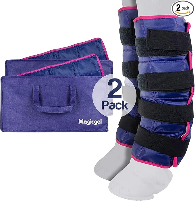 Magic Gel Horse Ice Pack with Carry Case - Twin Ice Boots | Cooling Horse Leg Wraps for Hock, Ankle, Knee, Legs, Boots, and Hooves | Horse Tack, Horse Supplies & Horse Gift Ideas for Horse Lovers