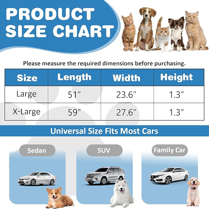VClife Khaki Plaid Dog Car Bed Mat, Non-Slip Backseat Extender Pet Blanket, Washable Dog Bed Mat for SUVs, Sedans & Small Trucks, Portable Travel Pad for Dogs, Wear Resistant, Pet Friendly, 51"×23.6"