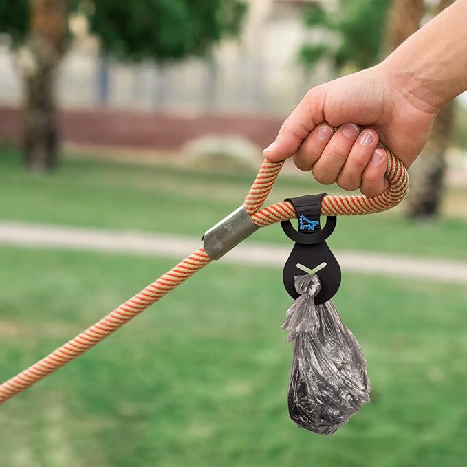 PuppyDoggy Dog Poop Bag Holder for Leash Waste Bag Carrier Dog Poop Bag Dispenser for Walking Running Bicycle Accessory 4 Pieces (Black + Green)