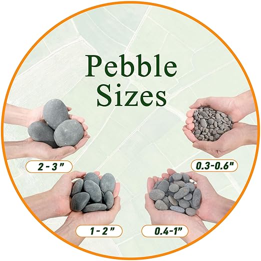 45 LB Mexican Beach Pebbles, 2-3 Inch Natural River Rocks, Premium Pebbles for Garden and Landscape Design, Decorative Stones for Fish Tank Flower Pots Water Fountains Pathways Backyard, Grey