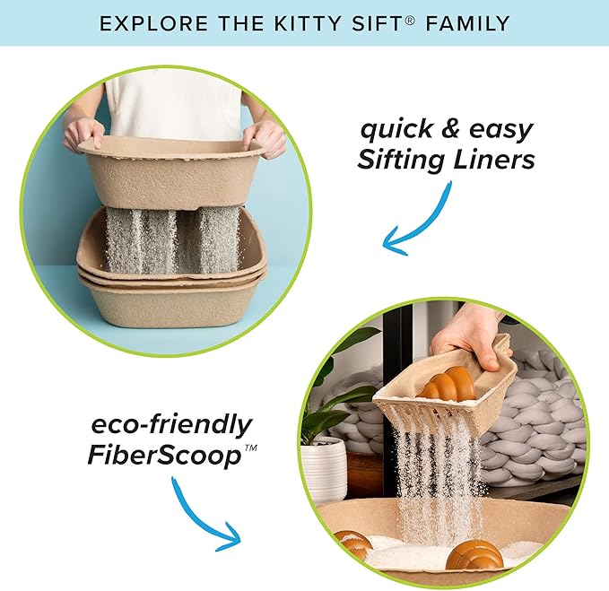 Kitty Sift (6-Pack) Disposable Cat Litter Box, Sustainable, Clean - Jumbo, 6-Pack