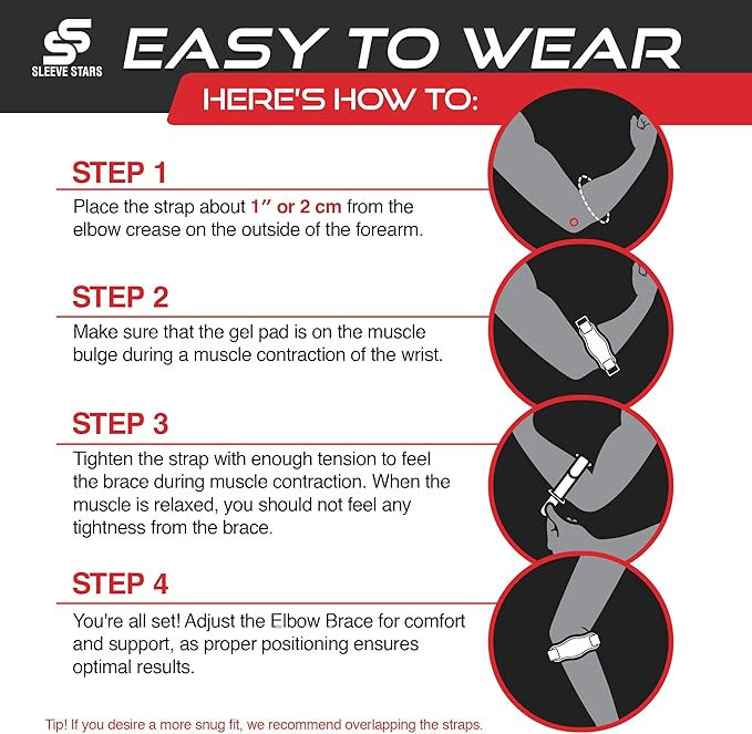 Sleeve Stars Tennis Elbow Brace for Women - Adjustable Tennis Elbow Strap, Golfers Elbow Brace for Men, Counterforce Brace for Tendonitis Relief, Fits 9"-23" (Single/Dark Purple)