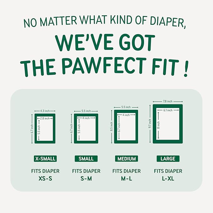 Disposable Dog Diaper Liners Booster Pads for Male & Female Dogs, 100ct, 4 Sizes Options, Doggie Diaper Inserts fit Most Types of Dog Diapers - Pet Belly Bands & Male Wraps (X-Small (100 ct))