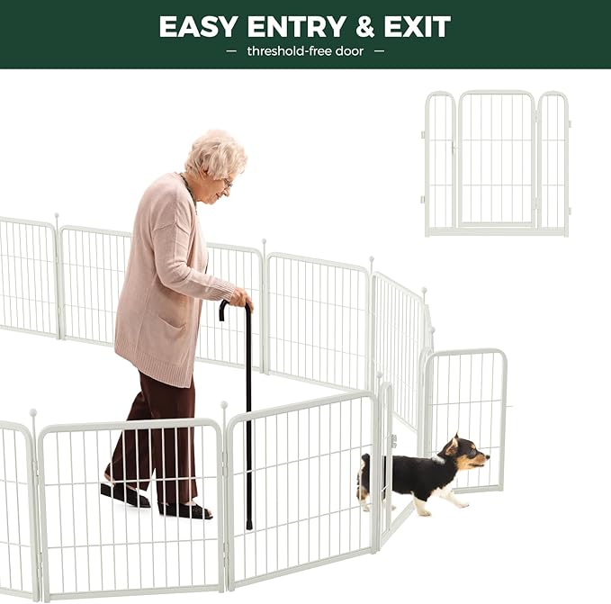 FXW Rollick Unleashed Dog Playpen for Indoor, Yard, RV Camping, 40 inch 24 Panels for Medium and Large Dogs, White│Patented