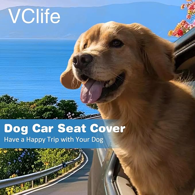 VClife Plaid Dog Car Bed Mat, Non-Slip Backseat Extender Pet Blanket, Washable Dog Bed Mat for SUVs, Sedans & Small Trucks, Portable Travel Pad for Dogs, Wear Resistant, Pet Friendly, Gray, 51"×23.6"