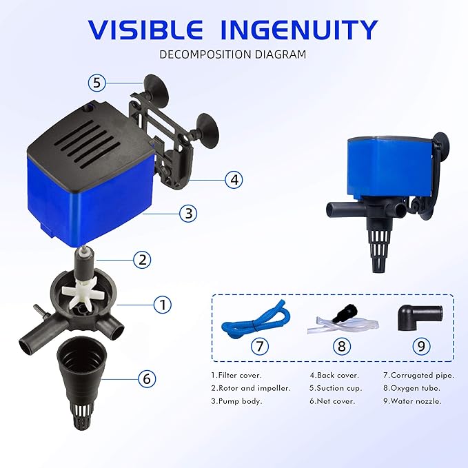 Water Pump 320 GPH Submersible Internal Aquarium Powerhead Water Pump Ultra Quiet for Aquarium,Fish Tank-2 Pack -4 Pack