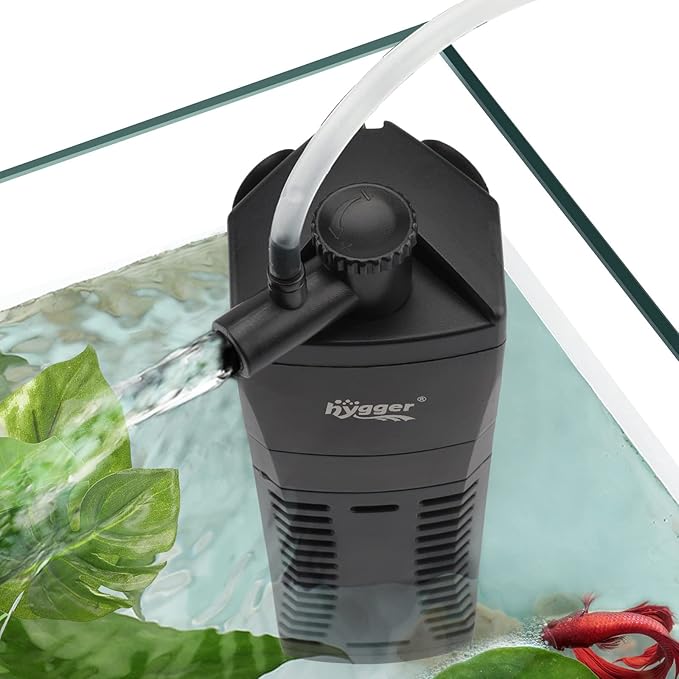 hygger Submersible Aquarium Power Filter 170 GPH for 15-30 Gallon Fish Tank Corner Internal Filter with Bio Ball Sponge 3-Stage Filtration System