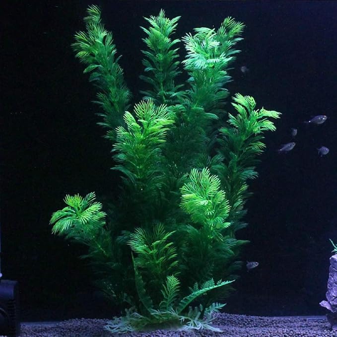 Hamiledyi Aquarium Plants Plastic Decor Fish Tank Green Decorations Plants Ornament Safe for All Fish,Extra Large 23-inch Tall, 2 Pack（Green Style A）