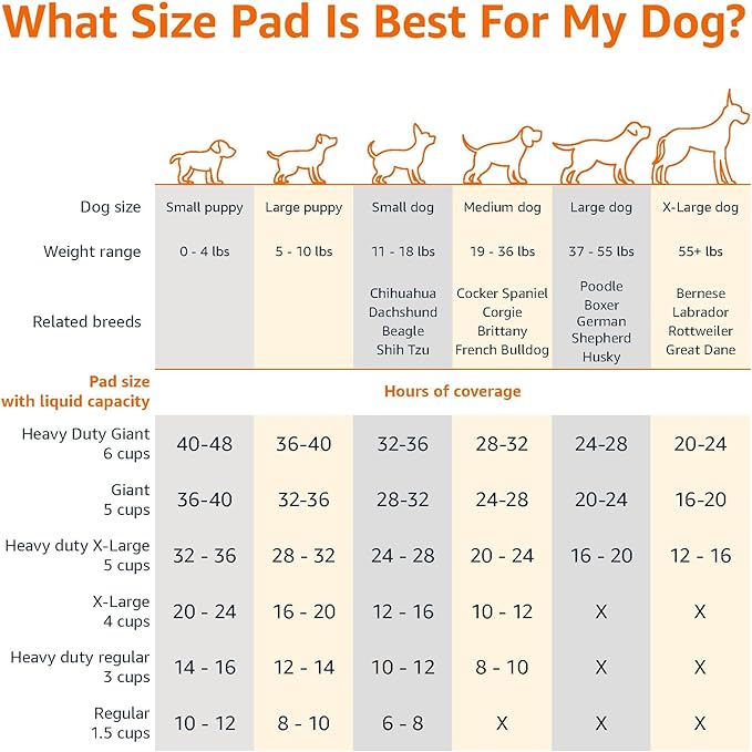 Amazon Basics Dog and Puppy Pee Pads, 5-Layer Leak-Proof Super Absorbent, Quick-Dry Surface, Potty Training, Regular (22x22"), 50 Count, Blue & White