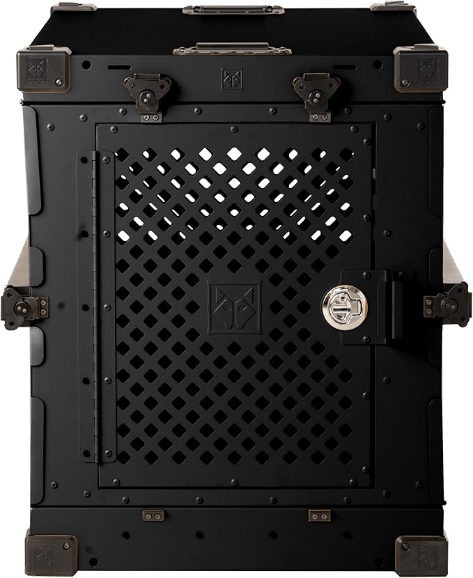 Impact Collapsible Dog Crate - Foldable Hard Crate for Intermediate Dogs - Heavy Duty Travel Kennel with Powder-Coated Aluminum - Quick Setup for Indoor & Outdoor (Black, 34" (34.5" L x 23" W x 29" H)