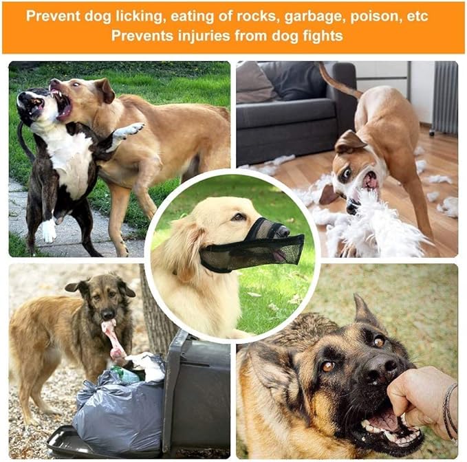 Crazy Felix Nylon Dog Muzzle for Small Medium Large Dogs Poodle Labrador Golden Retriever Doberman, Air Mesh Breathable and Drinkable Pet Mouth Guard for Anti-Biting Chewing Scavenging(L, Grey)