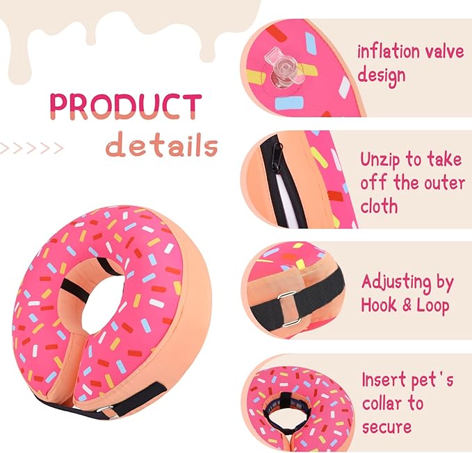 Supet Inflatable Dog Cone Collar Alternative After Surgery, Dog Neck Donut Collar Recovery E Collar for Neuter, Soft Pet Cone for Small Medium Large Dogs