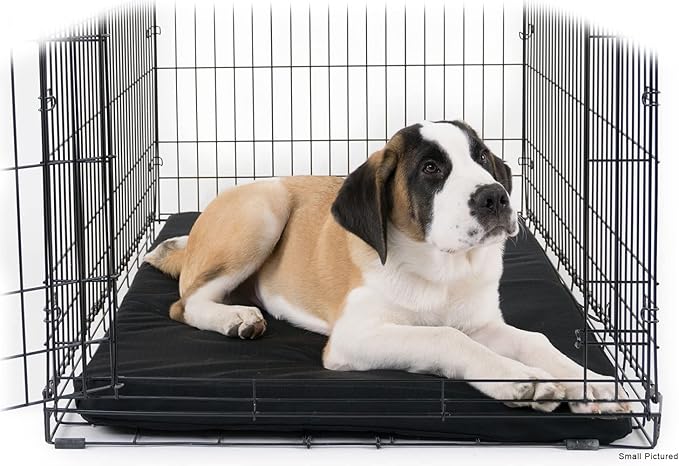 K9 Ballistics Tough Ripstop Orthopedic Dog Crate Bed - Durable Pad with Washable Cover, for Wire Crates, Tie-Downs Included, Size: Small 29"x18", Light Gray Velvet
