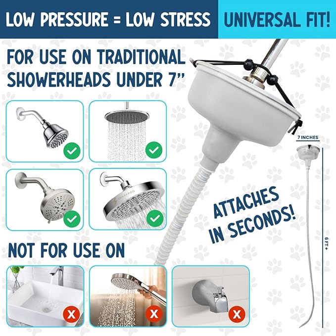 5-MinutePetBath Dog Bath Hose Attachment - Shower Head Accessory for Dog Washing - Low Stress Pet Shower - Portable Wash Station for Grooming, Rinse & Cleaning - Attachable Bathing Essential - Green