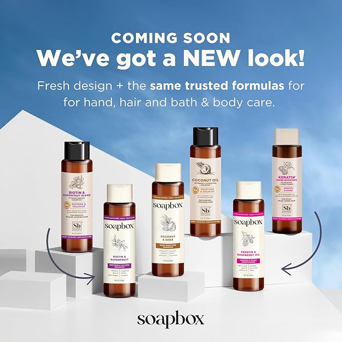 Soapbox Biotin Shampoo, Biotin & Collagen Super Fruit Shampoo for Thin, Fine, Thinning Hair | Volumizing & Repairing to Promote Hair Growth, Strength, Fullness, 1 Liter Pump Bottle