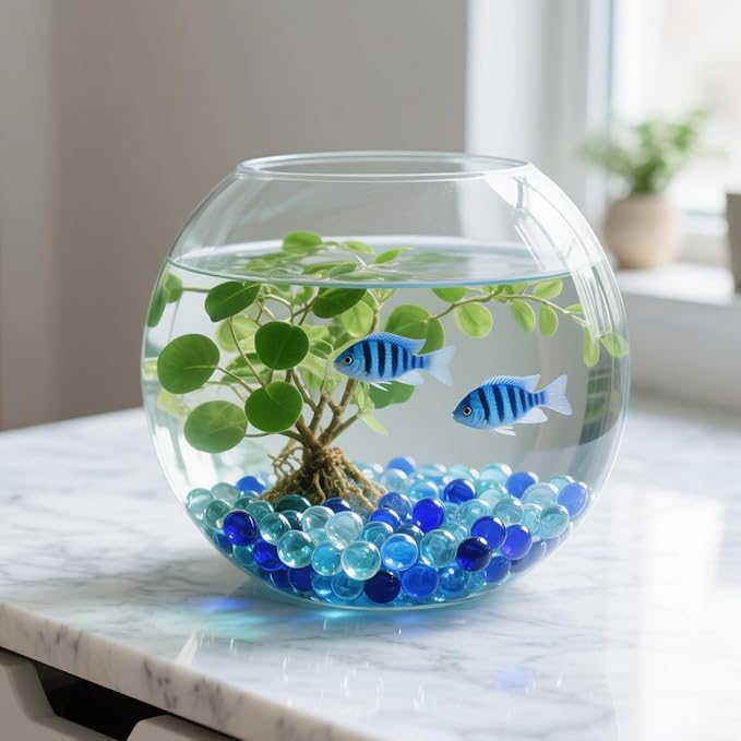 0.96LB Mix Colors Glass Beads Vase Filler Aquarium Gravel Decor Flat Glass Marbles Gems Pebbles Fish Tank Rocks Home Decorative Art Craft - 3 Colors Mixed