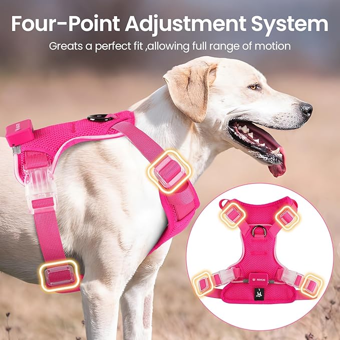 Light Up Dog Harness,Reflective Pet Harness Rechargeable,Led Dog Vest Harness for Night Walking,Adjustable Dog Safety Vest for Small Medium Large Dogs-No Pull,Pink,S