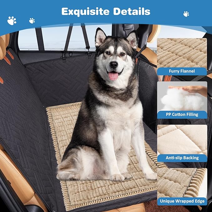 VClife Dog Bed Mat for Car, Anti Slip Pet Bed Travel Pad Comfortable Furry Dog Car Seat Cover for Backseat Extender, Washable Pet Cushion Bed Mat for Indoors & Outdoors (Brown, 51"×23.6")