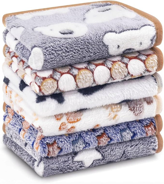6 Pcs Guinea Pig Bedding Cage Liners Small Animal Flannel Blankets Sleep Mat Absorbent Reusable Pet Pee Bedding Pad Cover for Hamster Ferret Chinchilla Rabbit Hedgehog (16 x 24 Inch, Multi)