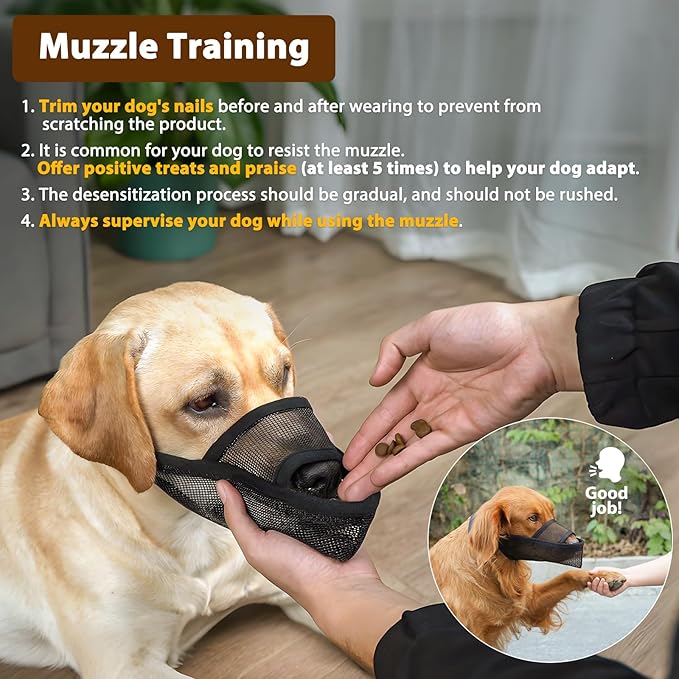 Crazy Felix Nylon Dog Muzzle for Small Medium Large Dogs Dachshund Beagle Poodle Labrador, Air Mesh Breathable and Drinkable Pet Mouth Guard for Anti-Biting Chewing Scavenging (Black,XS)