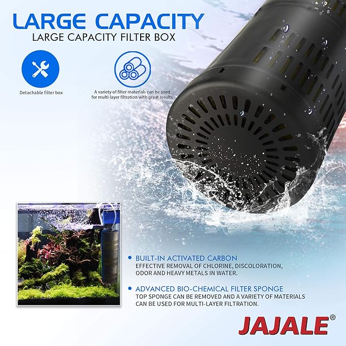 Water Pump 660 GPH 3-in-1 Submersible Internal Filter Aquarium Powerhead Water Pump Ultra Quiet for Aquarium,Fish Tank